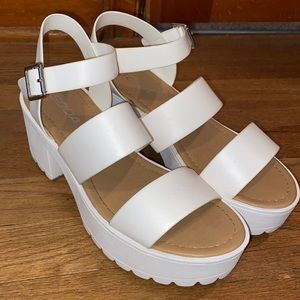 White platform sandals